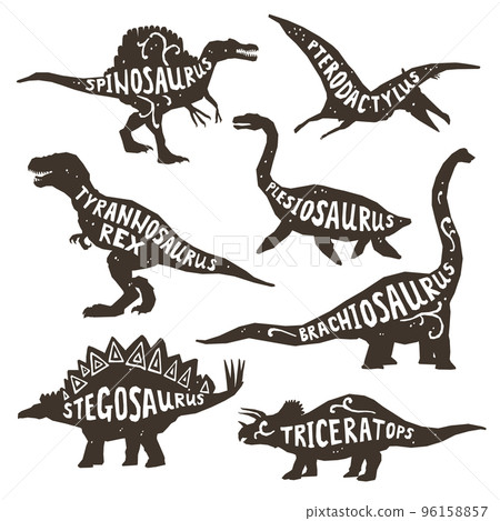 Dinosaurs Silhouettes With Lettering 96158857