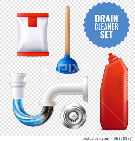 Drain Cleaner Transparent Icon Set Drain Cleaner Transparent Icon Set 96158887