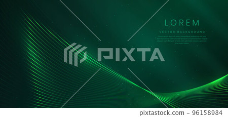 Abstract luxury curve glowing lines on green background. Template premium award design. 96158984