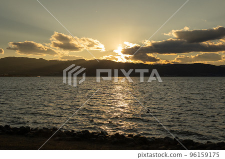 Sunset over Lake Suwa, Suwa City, Nagano Prefecture Sunset over Lake Suwa, Suwa City, Nagano Prefecture 96159175