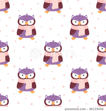 winter seamless pattern with owl and snow 96159448