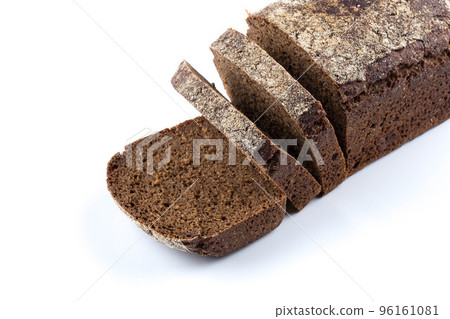 Rye bread slices isolated on white background Rye bread slices isolated on white background 96161081