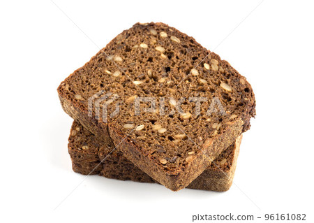Rye bread slices isolated on white background Rye bread slices isolated on white background 96161082