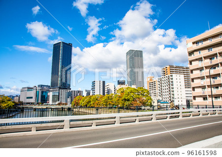 A view of the Big Front Building on Hiroshima Ekimae Dori from the Taisho Bridge, which spans Nishikaniyacho and Matobacho. Hiroshima A view of the Big Front Building on Hiroshima Ekimae Dori from the Taisho Bridge, which spans Nishikaniyacho and Matobacho. Hiroshima 96161598