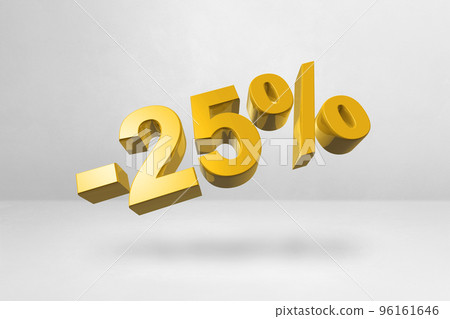 25% off discount offer. 3D illustration isolated on white. Promotional price rate 96161646