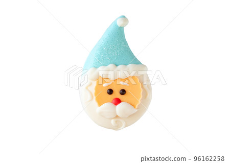 A sweet dessert in the form of a Santa Claus head, with a blue cap, isolated A sweet dessert in the form of a Santa Claus head, with a blue cap, isolated 96162258