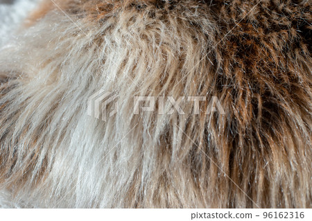 Brown faux fur with long pile, close up Brown faux fur with long pile, close up 96162316