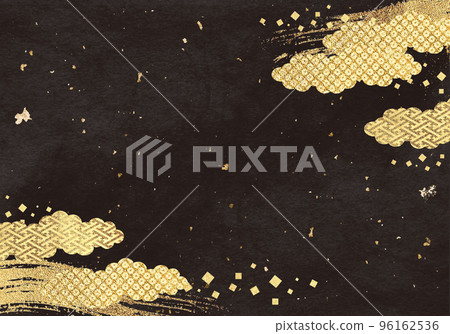 Gold cloud pattern and Japanese style background that feels the texture of Japanese paper 96162536