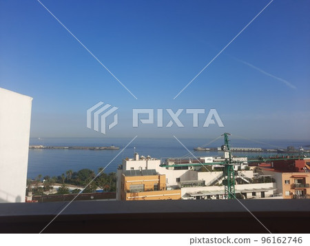 Ceuta. Port of Ceuta on a clear day with the sea in the background. Spain. Horizontal photography. Ceuta. Port of Ceuta on a clear day with the sea in the background. Spain. Horizontal photography. 96162746