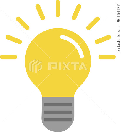 A simple illustration of a glowing light bulb 96164177