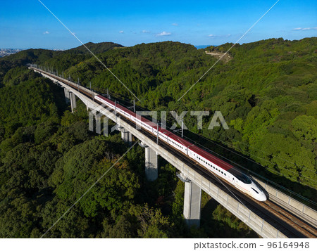 Kyushu Shinkansen 800 series running in the mountains Kyushu Shinkansen 800 series running in the mountains 96164948