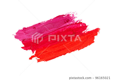 Smudged red lipstick texture isolated on white background 96165021