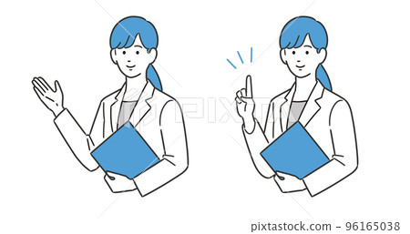 拿著文件解釋的女性插圖 96165038