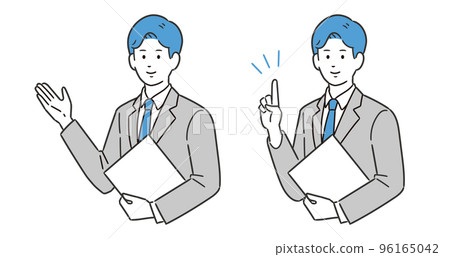 Male illustration explaining while holding a file Male illustration explaining while holding a file 96165042
