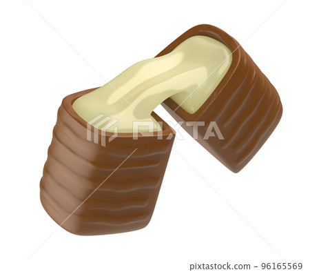 Chocolate bonbon with white liquid chocolate 96165569