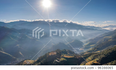 Rice fields on terraced prepare the harvest at Northwest Vietnam. Rice fields on terraced prepare the harvest at Northwest Vietnam. 96166065