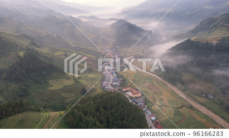 Rice fields on terraced prepare the harvest at Northwest Vietnam. 96166283