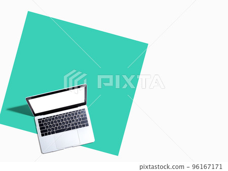 Laptop computer with shadow from above Laptop computer with shadow from above 96167171