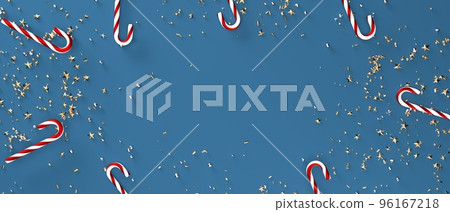 Christmas candy canes and confetti - 3D render Christmas candy canes and confetti - 3D render 96167218