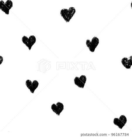 Hand drawn seamless pattern St valentines day black white hearts. Love romantic sweetheart fall in love fabric print, monochrome minimalist background, for invitations cards wrapping paper design. Hand drawn seamless pattern St valentines day black white hearts. Love romantic sweetheart fall in love fabric print, monochrome minimalist background, for invitations cards wrapping paper design. 96167784