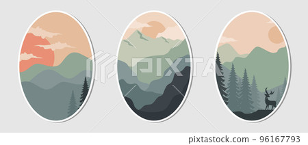 Mountain landscape illustration vector set 96167793