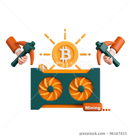 3d rendering concept cryptocurrency mining with computer graphic card. 3d rendering concept cryptocurrency mining with computer graphic card. 96167815