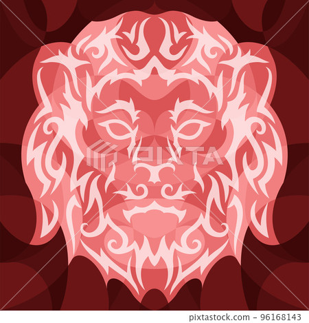 Vector art with red decorative lion head 96168143