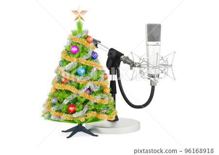 Diaphragm condenser studio microphone with Christmas tree. 3D rendering 96168918