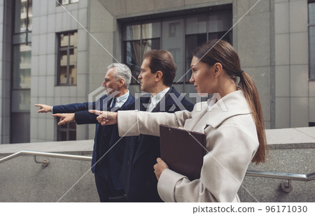 Business team point far. Concept of future, success, determination, achievement, partnership, teamwork and startup. 96171030