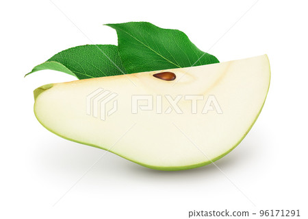 Green pear fruit slice isolated on white background with full depth of field 96171291