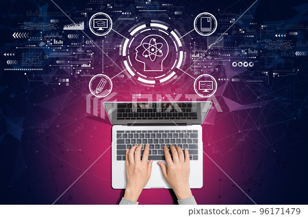 Online education concept with person using laptop 96171479