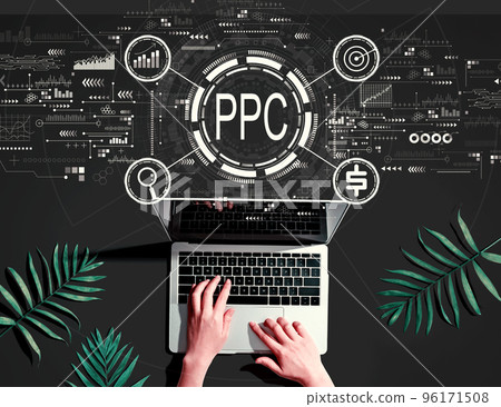 PPC - Pay per click concept with person using a laptop 96171508