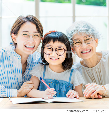 Girl studying and family watching 96171740