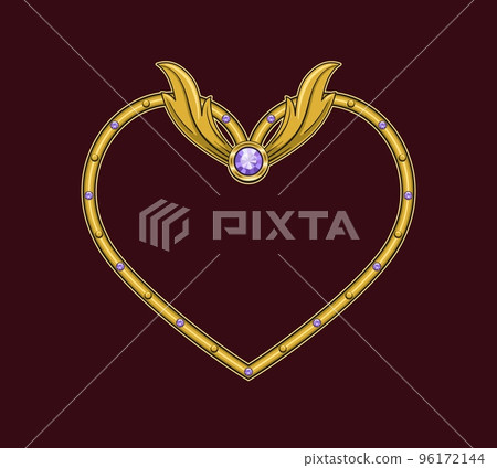 Heart shaped golden frame in steampunk style Heart shaped golden frame in steampunk style 96172144