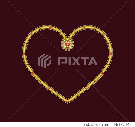 Heart shaped golden frame in steampunk style Heart shaped golden frame in steampunk style 96172145