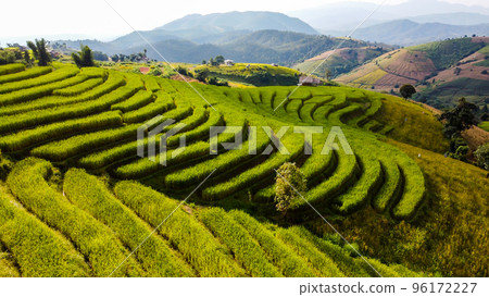 Aerial view of Rice terrace at Ban pa bong piang in Chiang mai Thailand Aerial view of Rice terrace at Ban pa bong piang in Chiang mai Thailand 96172227