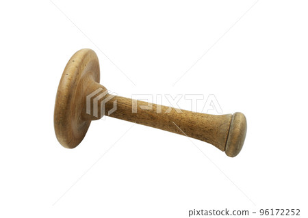 a wooden darning mushroom for mending socks on a white 96172252