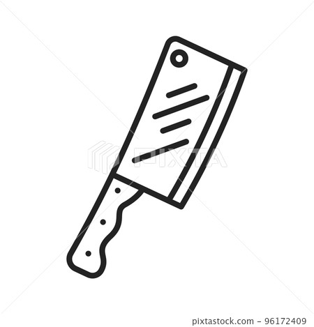 Cleaver knife vector thin line icon. Kitchen... - Stock Illustration ...