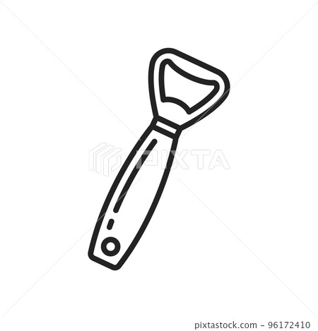 Bottle opener vector thin line icon. Kitchen tool, drink bottle caps opener 96172410