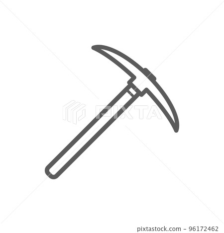 Pickaxe T-shaped hand tool used in prying isolated monochrome outline icon. Vector pick-axe to mine bitcoin, ax mining tool with wooden handle. Cryptocurrency extraction equipment linear symbol. Pickaxe T-shaped hand tool used in prying isolated monochrome outline icon. Vector pick-axe to mine bitcoin, ax mining tool with wooden handle. Cryptocurrency extraction equipment linear symbol. 96172462