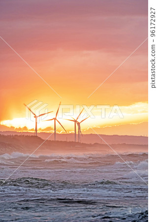 Sea of Japan Sunset Windmill (Hokuei Town) 96172927