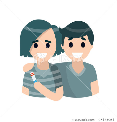 Pregnancy test. Young family. Happy Man and woman 96173061