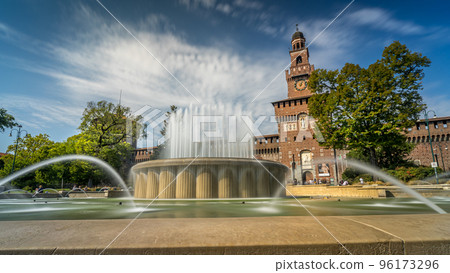 Castello Sforzesco square in Milan, Italy. Castello Sforzesco square in Milan, Italy. 96173296