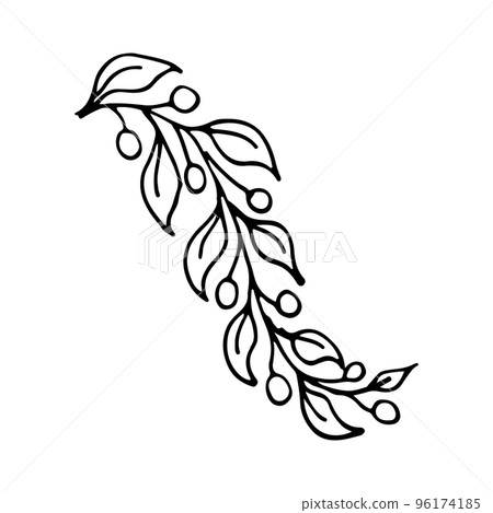 leaves, dooddle, lineart, vector, illustration, hand drawing 96174185