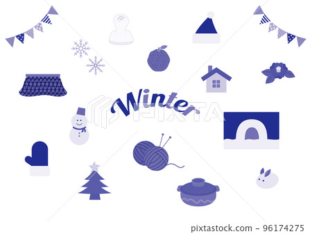 Set of flat and simple winter motifs 96174275