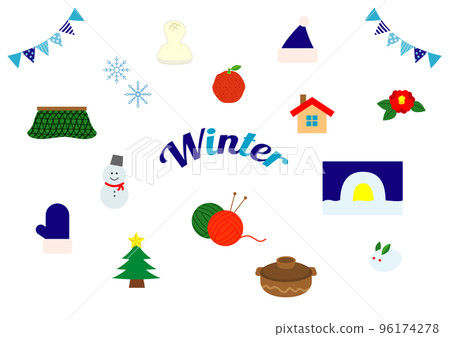 Set of flat and simple winter motifs 96174278