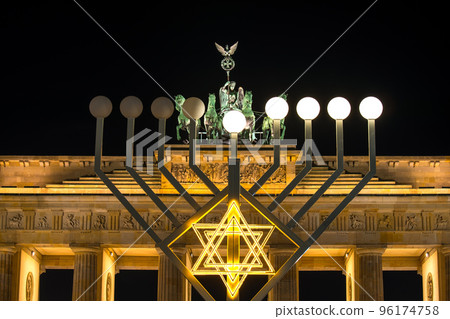 Brandenburg gate and hanukkah menorah Brandenburg gate and hanukkah menorah 96174758