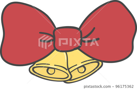Christmas bell with red bow cartoon doodle hand drawn 96175362