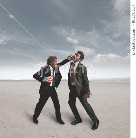 Businessmen and boxing challenge 96176517