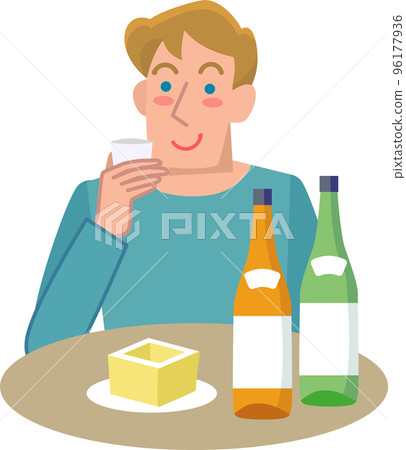 喜歡日本酒的外國人的上半身 96177936